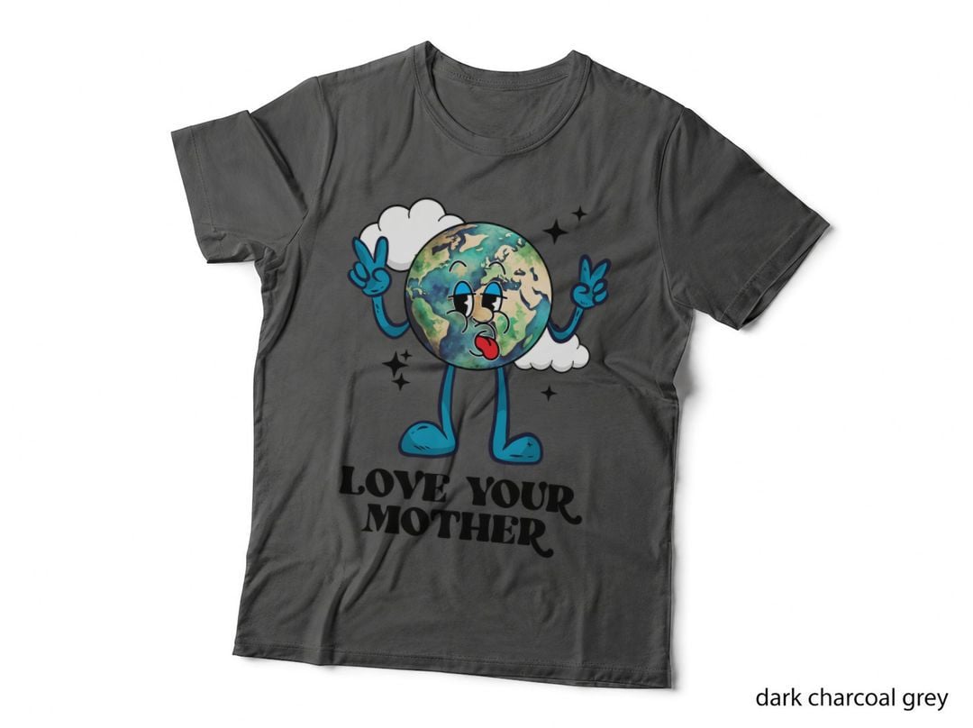 Love Your Mother Earth Day T-Shirt, Earth Character Giving Peace Sign Graphic