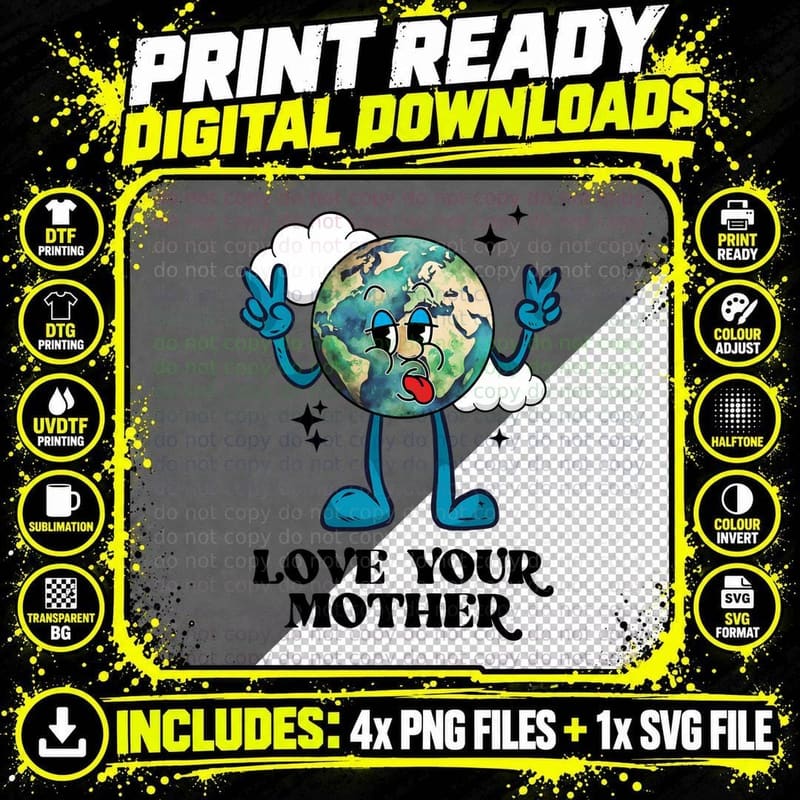 Love Your Mother Earth Day T-Shirt Png SVG Digital Bundle