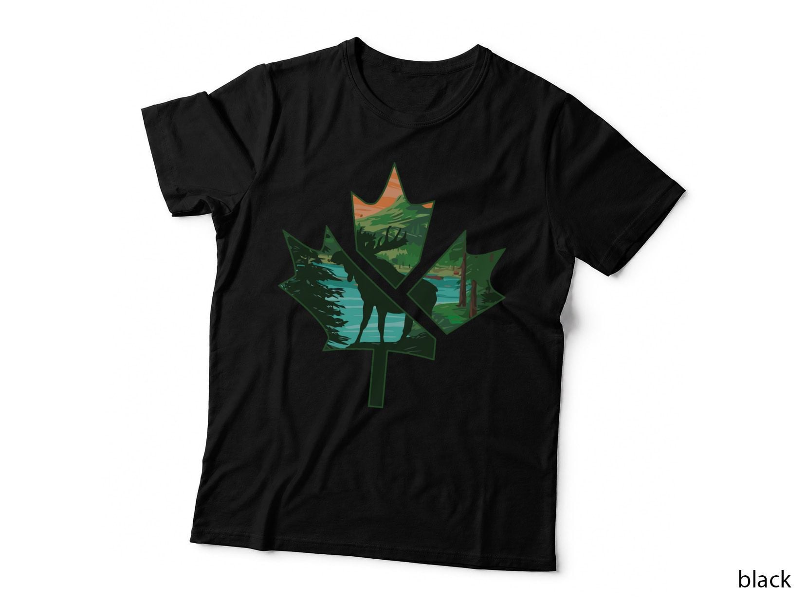 Maple Leaf Canadian Landscape Scenery Inside T-Shirt