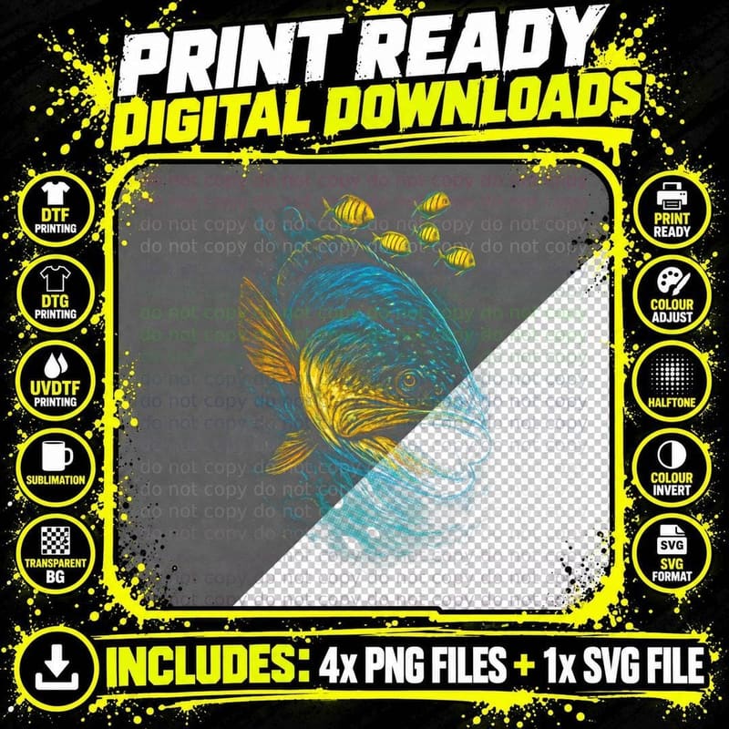 Marlin Fish Ocean Wave T-Shirt, Marlin Fish Print Png SVG Digital Bundle