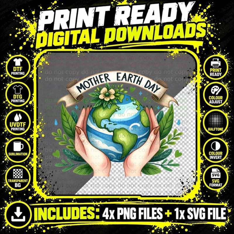 Mother Earth Day Earth Day T-Shirt Png SVG Digital Bundle