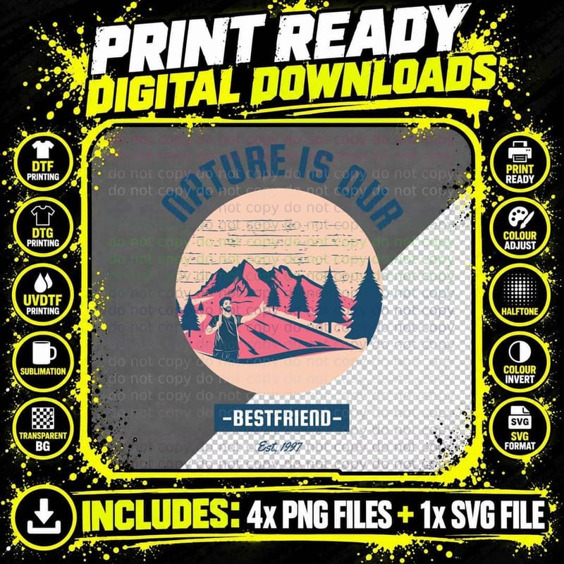 Nature Bestfriend Is Our Est 1997 Mountains Landscape Png SVG Digital Bundle