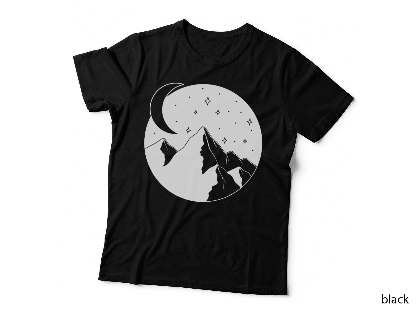 Night Mountains Under Stars Landscape T-Shirt, Landscape Graphic Tee