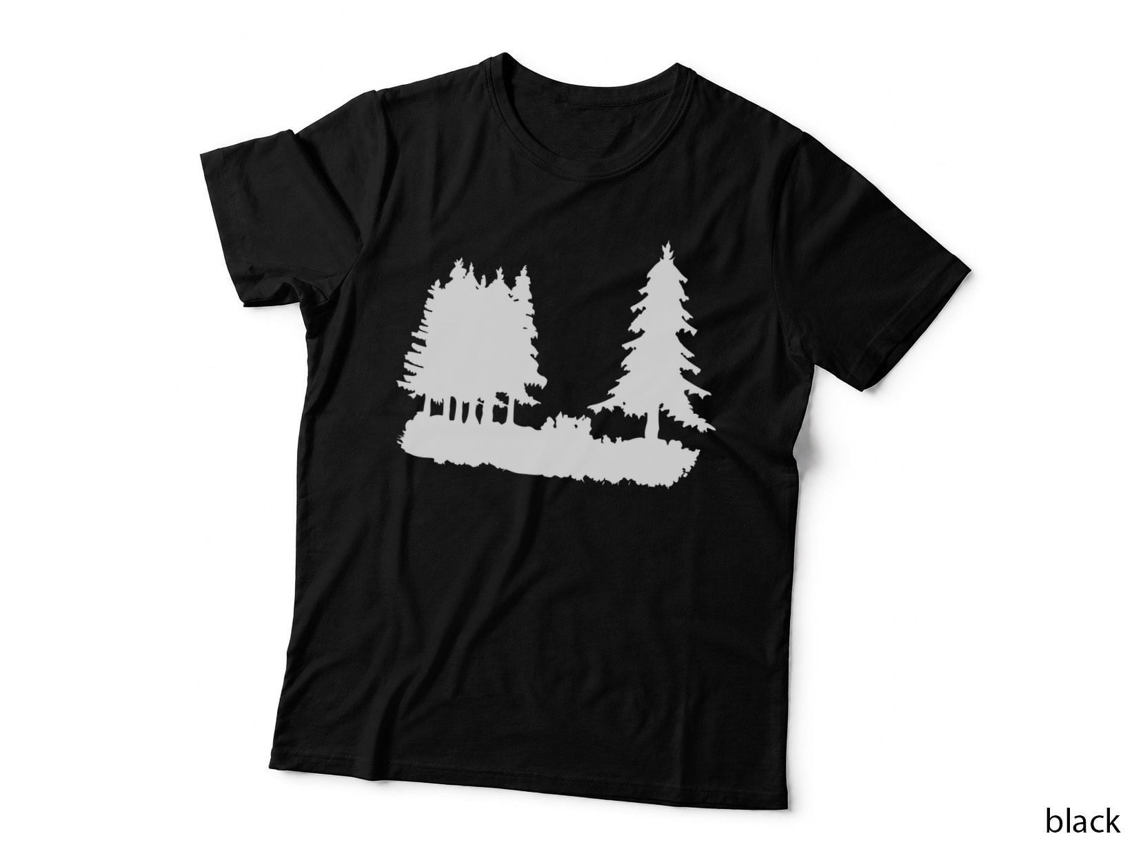Pine Forest Silhouette Forest Print T-Shirt, Forest Graphic Tee