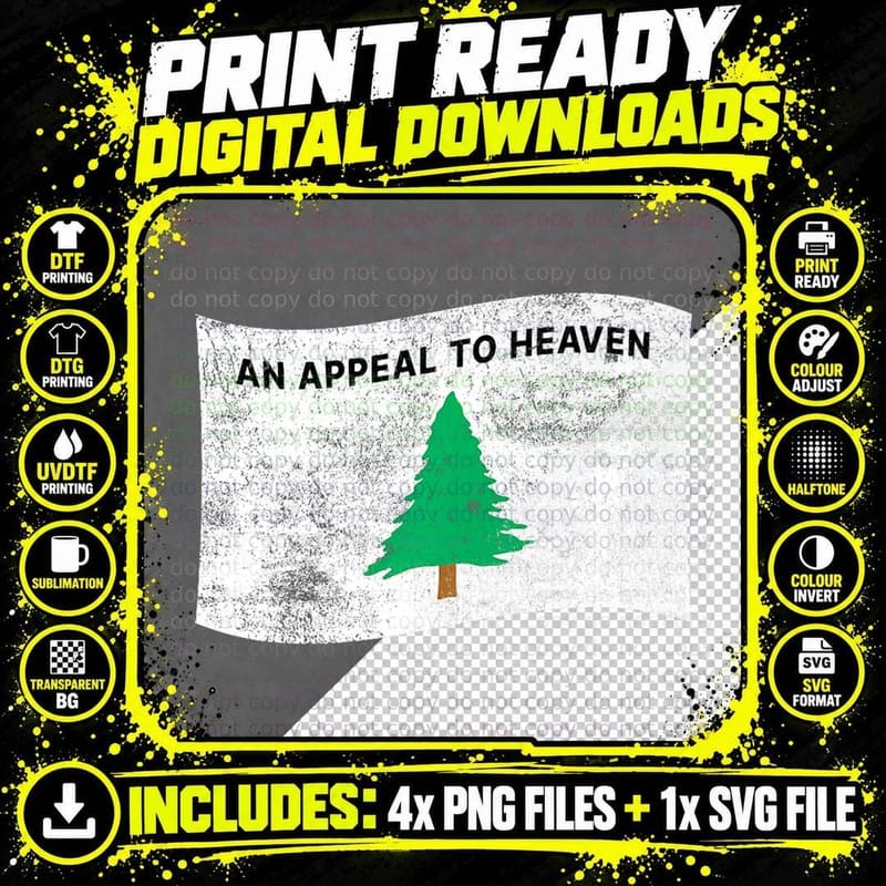 Pine Tree Flag an Appeal to Heaven - American Patriotic Png SVG Digital Bundle