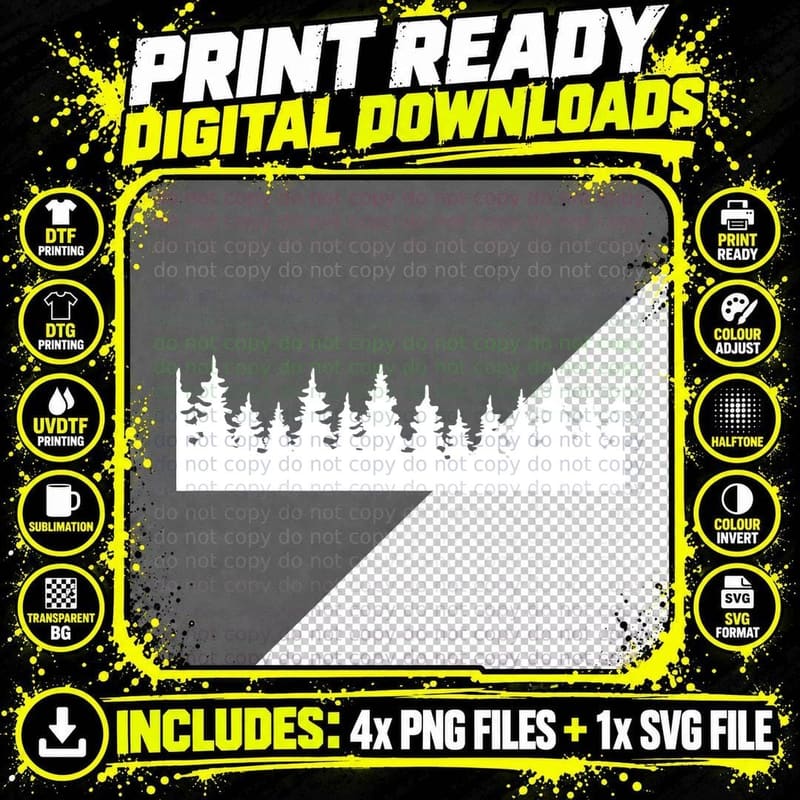 Pine Tree Silhouette Forest Design T-Shirt Png SVG Digital Bundle