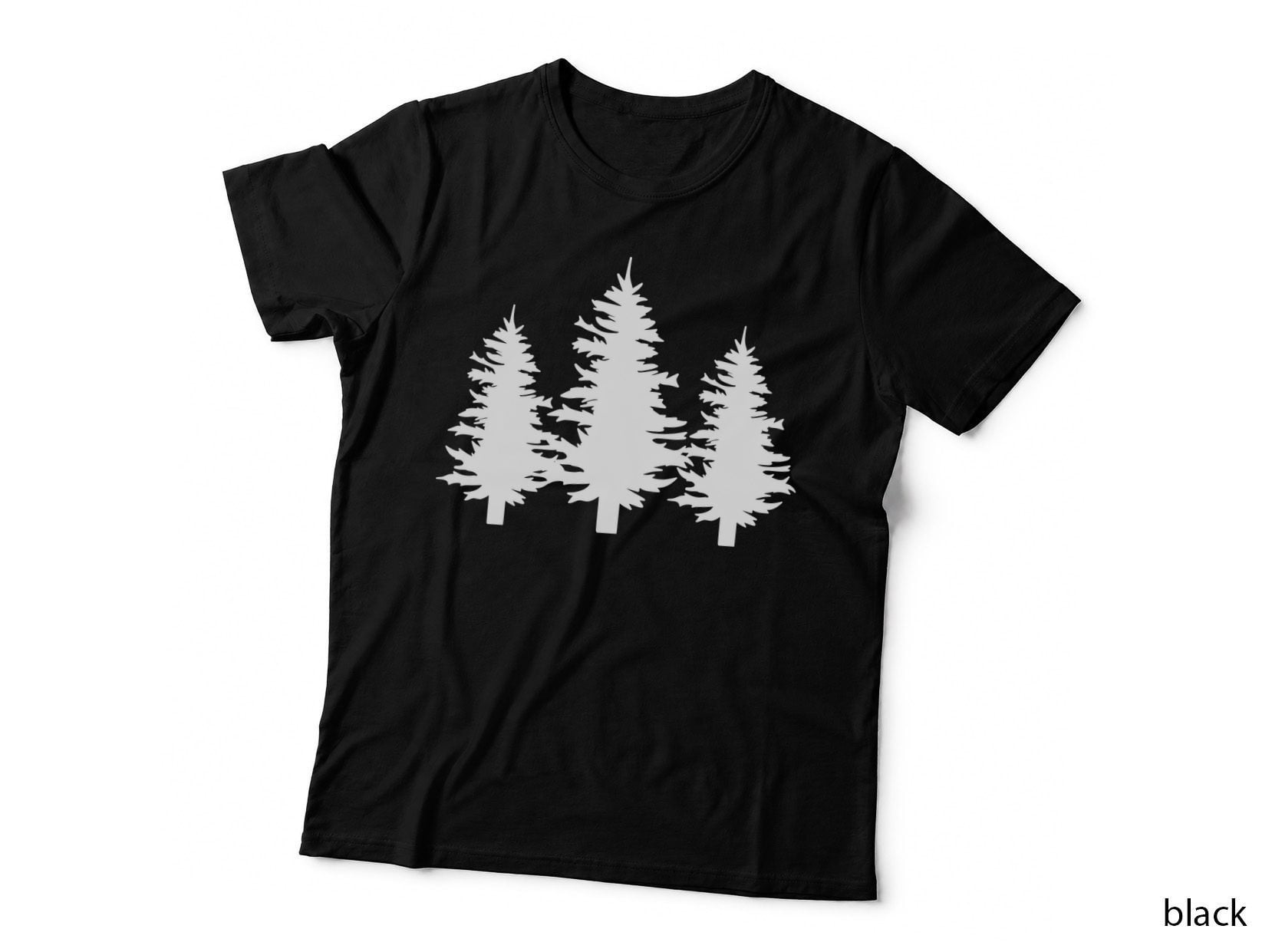 Pine Tree Silhouette Forest Landscape Art T-Shirt, Landscape Graphic Tee