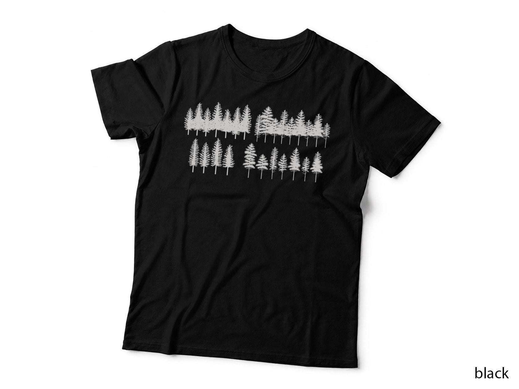 Pine Tree Silhouettes Forest Art T-Shirt, Forest Graphic Tee, Forest Lover Shirt