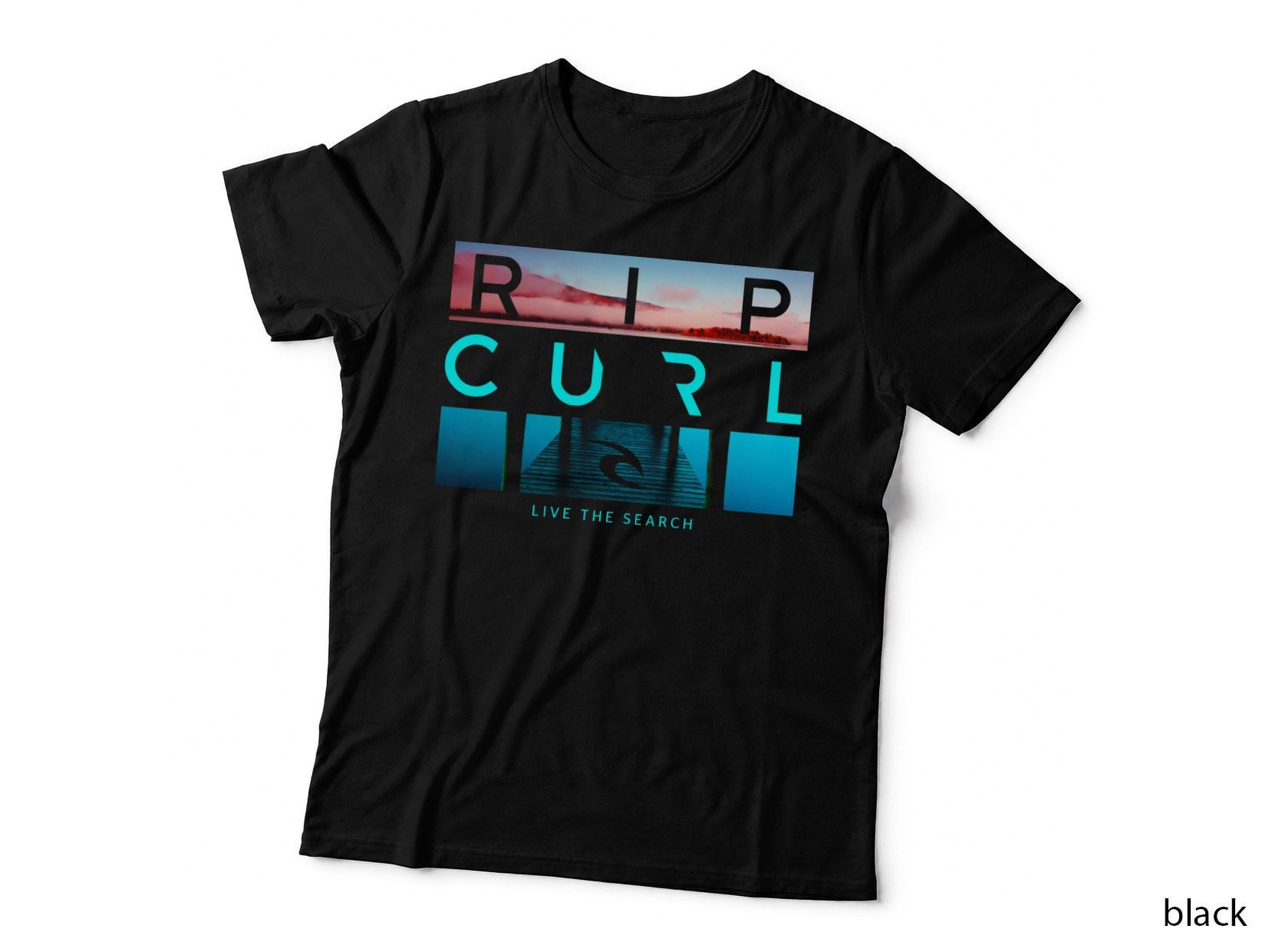 RIP Curl Live the Search Sunset Ocean Wave Coastal Brand T-Shirt