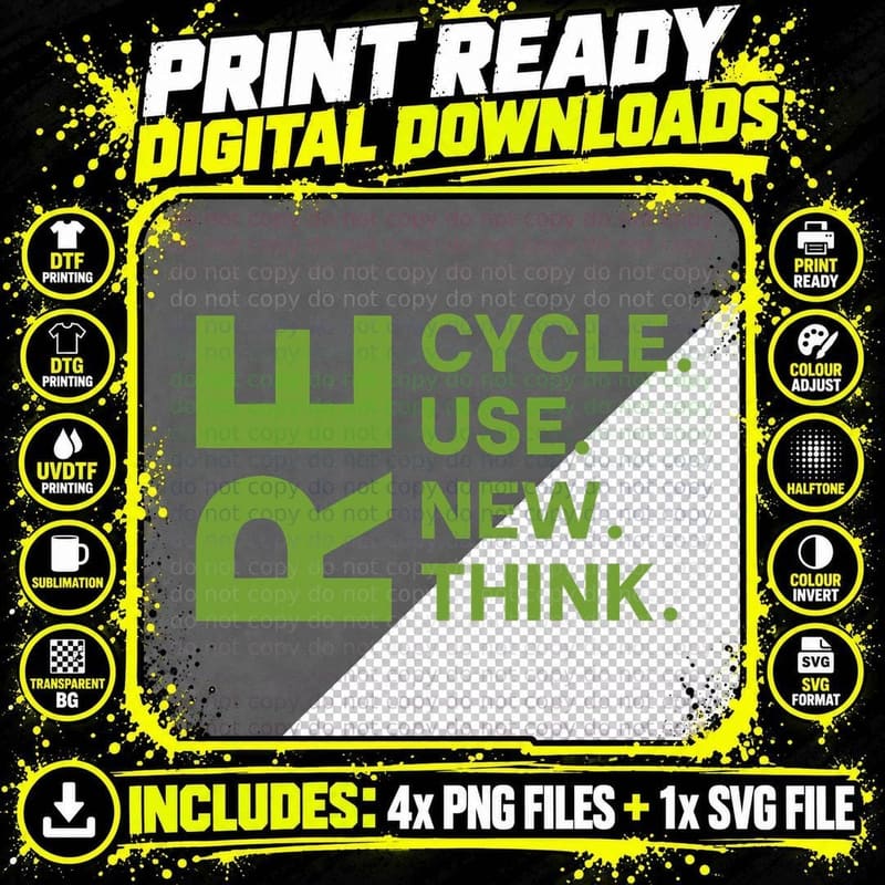 Recycle Reuse Renew Rethink Earth Day Environmental Png SVG Digital Bundle
