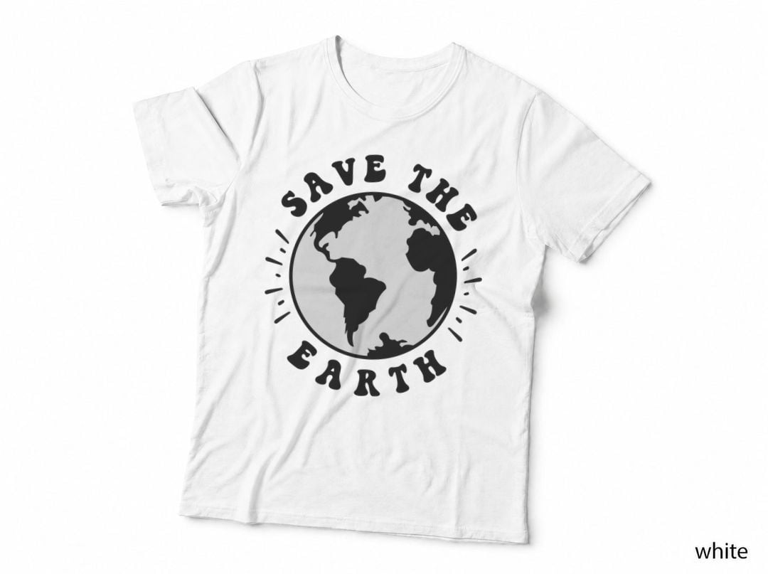 Save the Earth Day T-Shirt, Earth Silhouette with Rays Graphic Tee