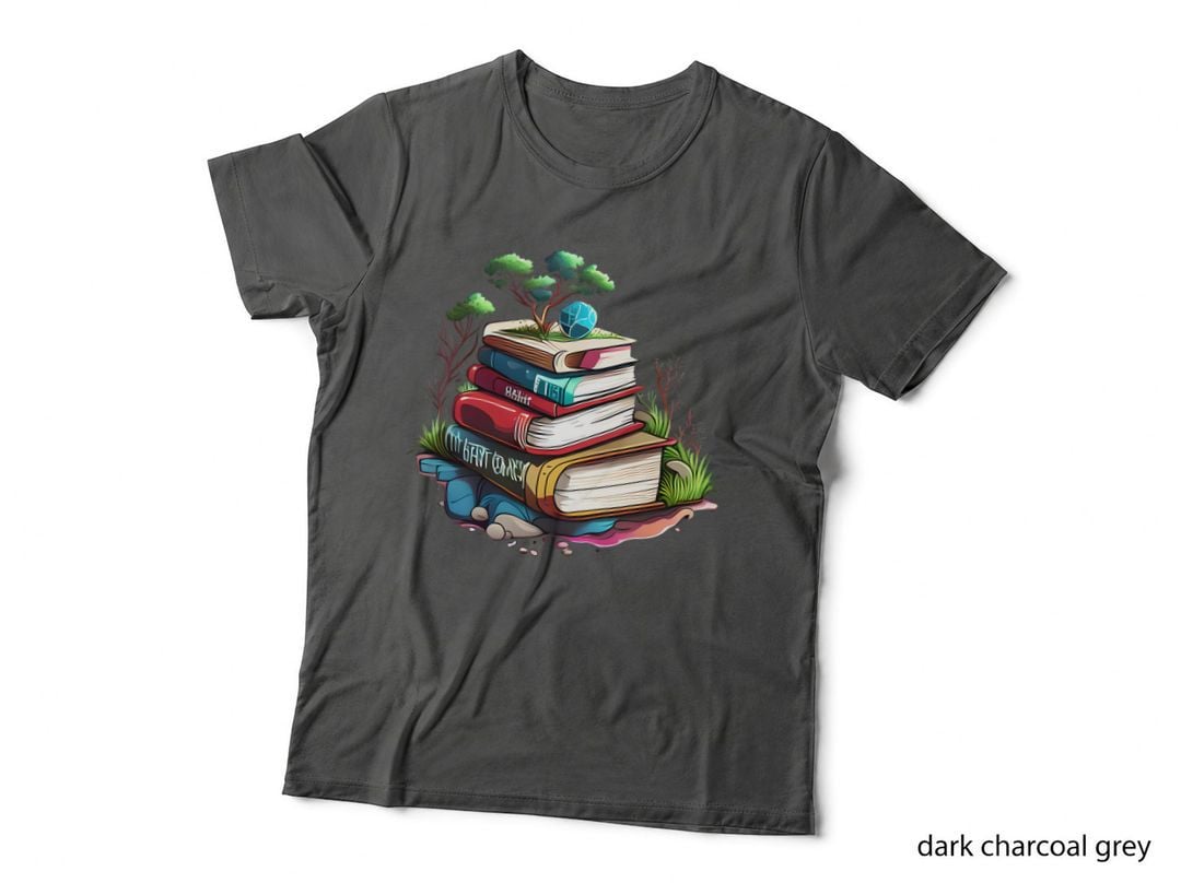 Stack of Books with Tree Growing on Top Earth Day T-Shirt