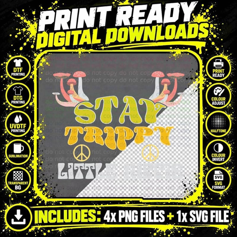 Stay Trippy Little Hippie Earth Day T-Shirt Png SVG Digital Bundle
