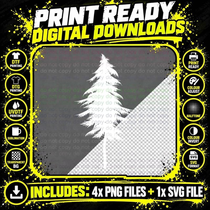 Tall Pine Tree Silhouette Tree Design T-Shirt Png SVG Digital Bundle