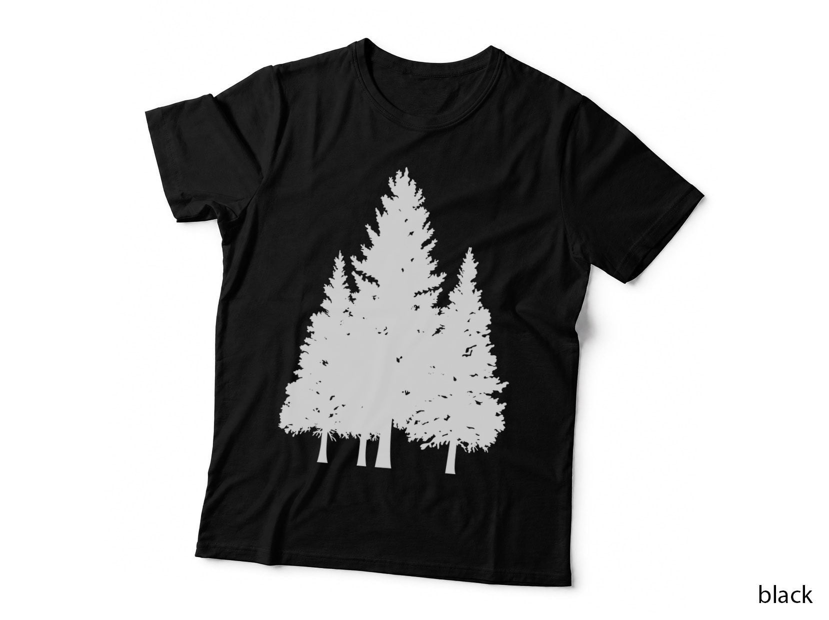 Three Pine Trees Silhouette Forest T-Shirt, Forest Graphic Tee