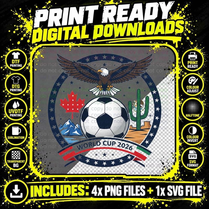 World Cup 2026 Eagle Crest Maple Leaf Cactus Desert Png SVG Digital Bundle