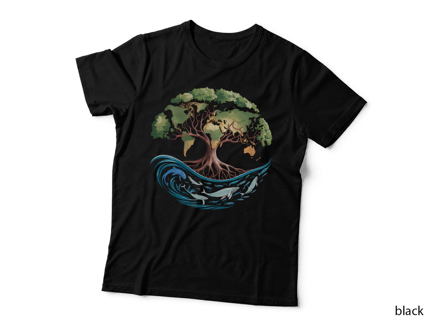 World Tree in Ocean Waves Earth Day T-Shirt, Earth Day Graphic Tee