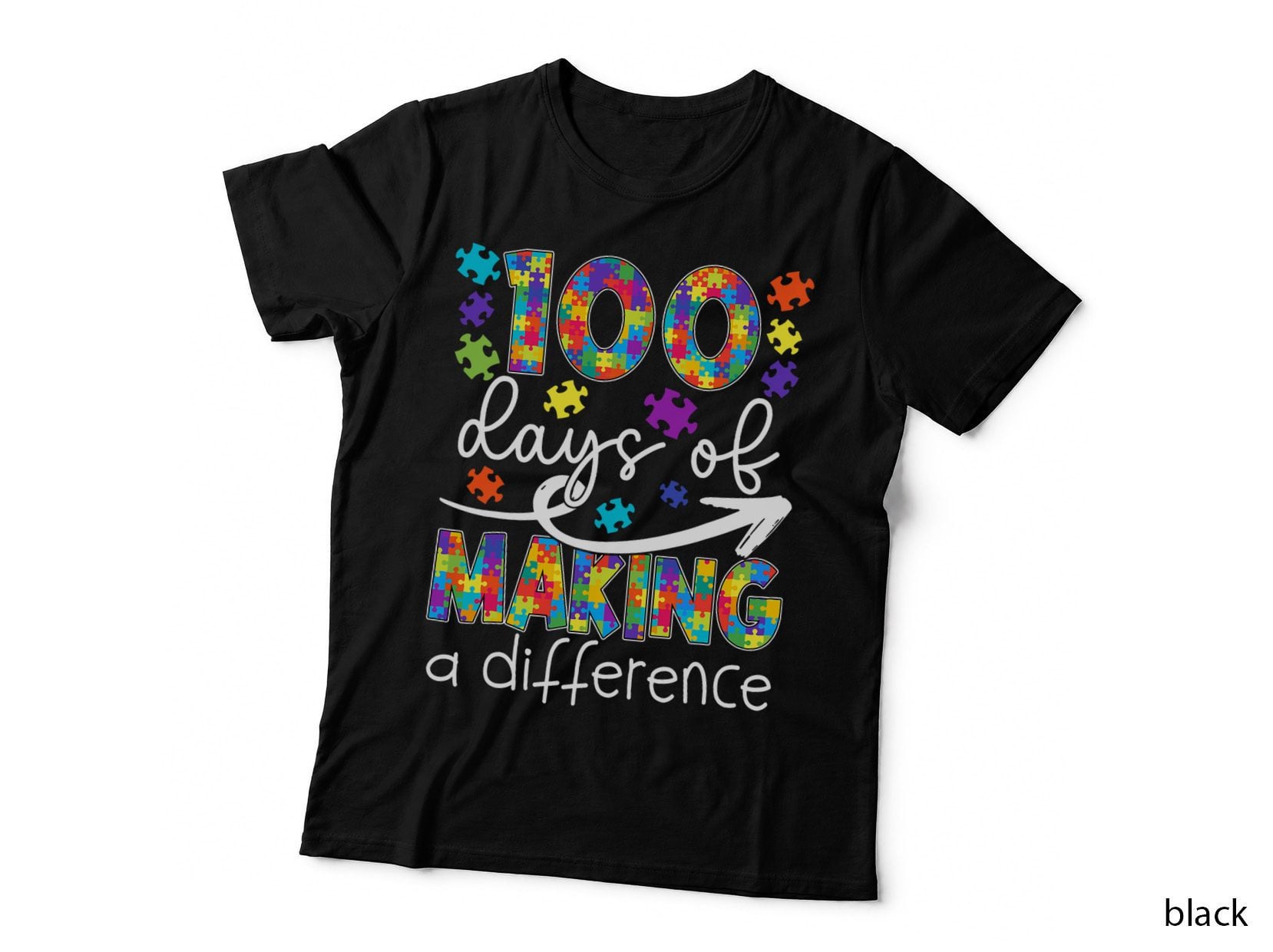 100 Days of Making a Difference Sped Teacher Autism Kids T-Shirt