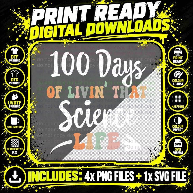 100 Days of Science 100th Day of School for STEM Teacher Png SVG Digital Bundle