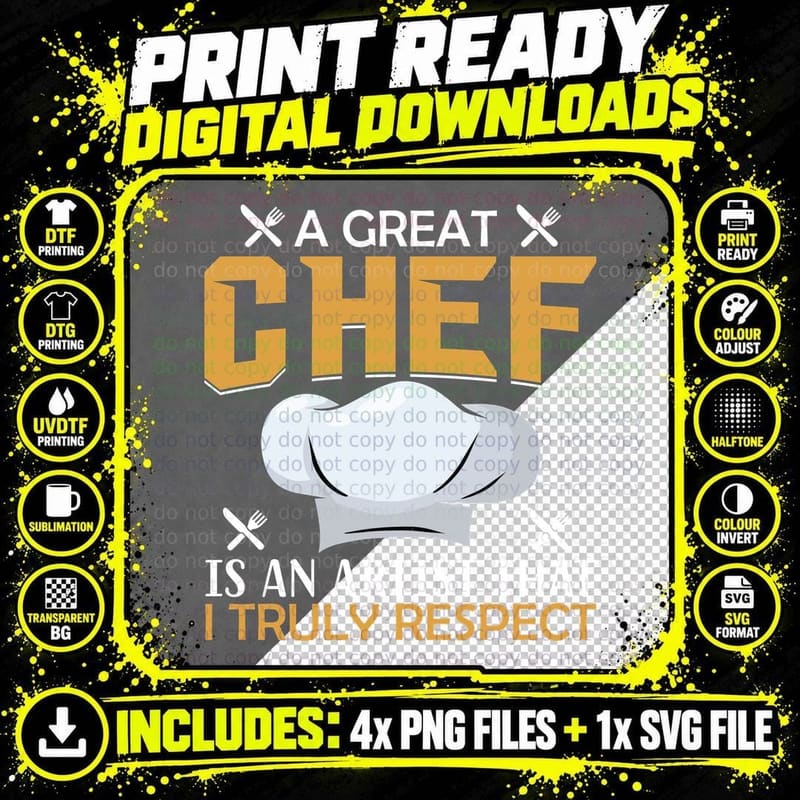 A Great Chef Is an Artist That I Truly Respect Heartbeat Png SVG Digital Bundle