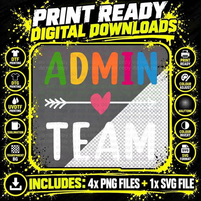 Admin Team Back to School Matching Group Squad Png SVG Digital Bundle