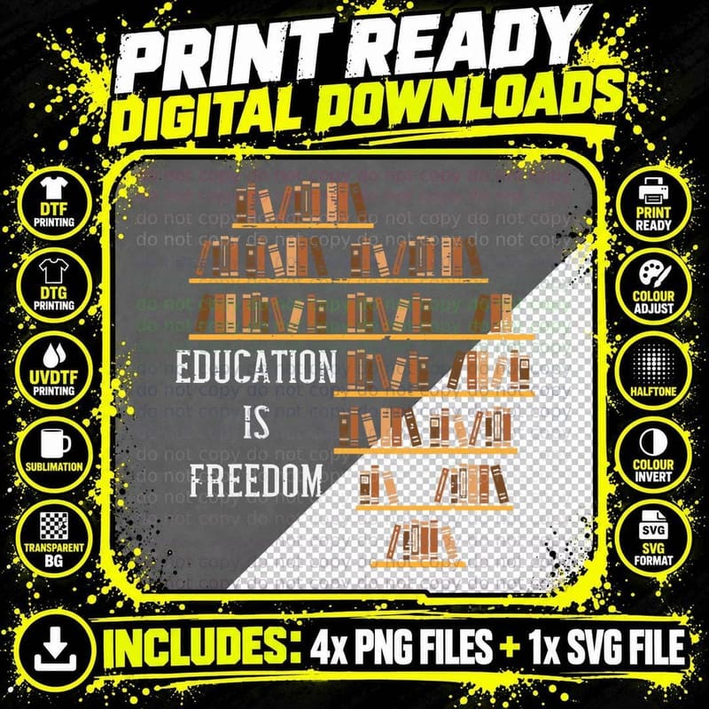 Africa Education Is Freedom Black History Teacher Men Png SVG Digital Bundle