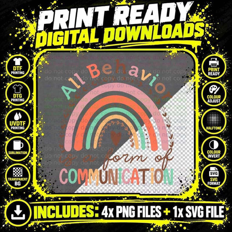 All Behavior Is a Form of Communication Sped Teacher Png SVG Digital Bundle