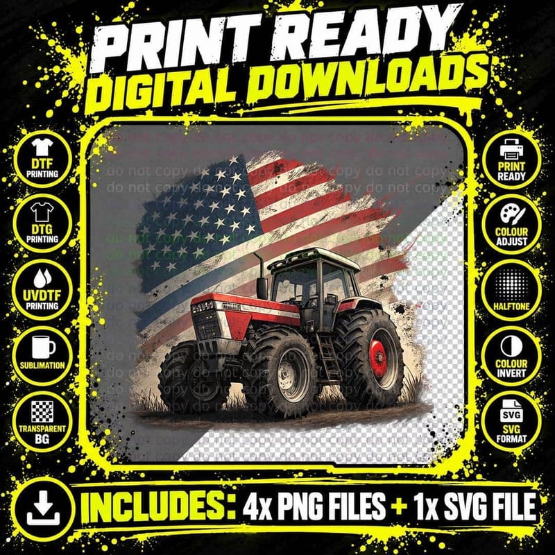 American Farming Pride Farmer T-Shirt Png SVG Digital Bundle