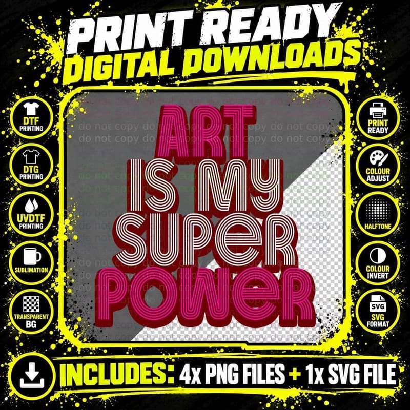 Art Funny Men Women Artist Teacher Superpower Painter Png SVG Digital Bundle