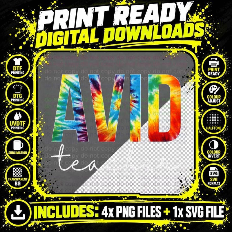 Avid Teacher Tie Dye Appreciation Day Hello Back to Png SVG Digital Bundle
