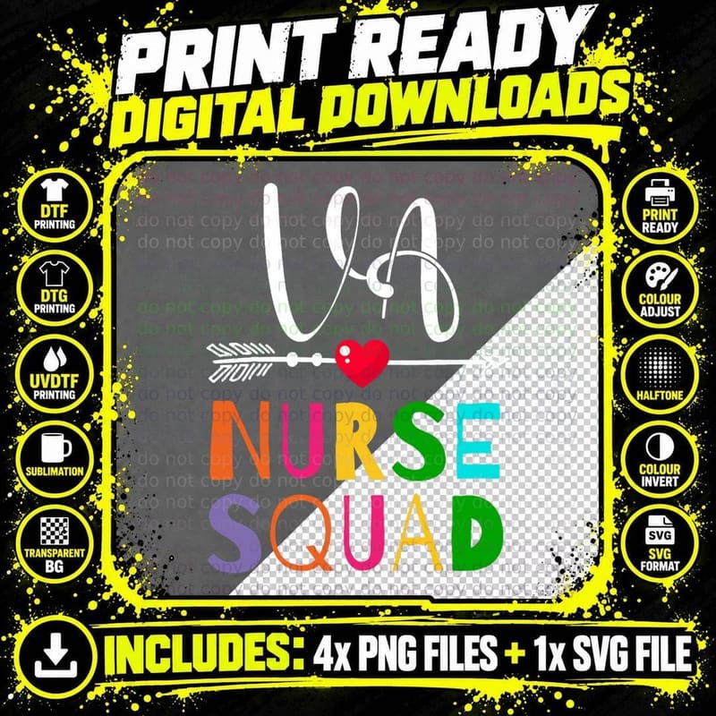 Awesome Va Nurse Squad Funny Colleague Png SVG Digital Bundle