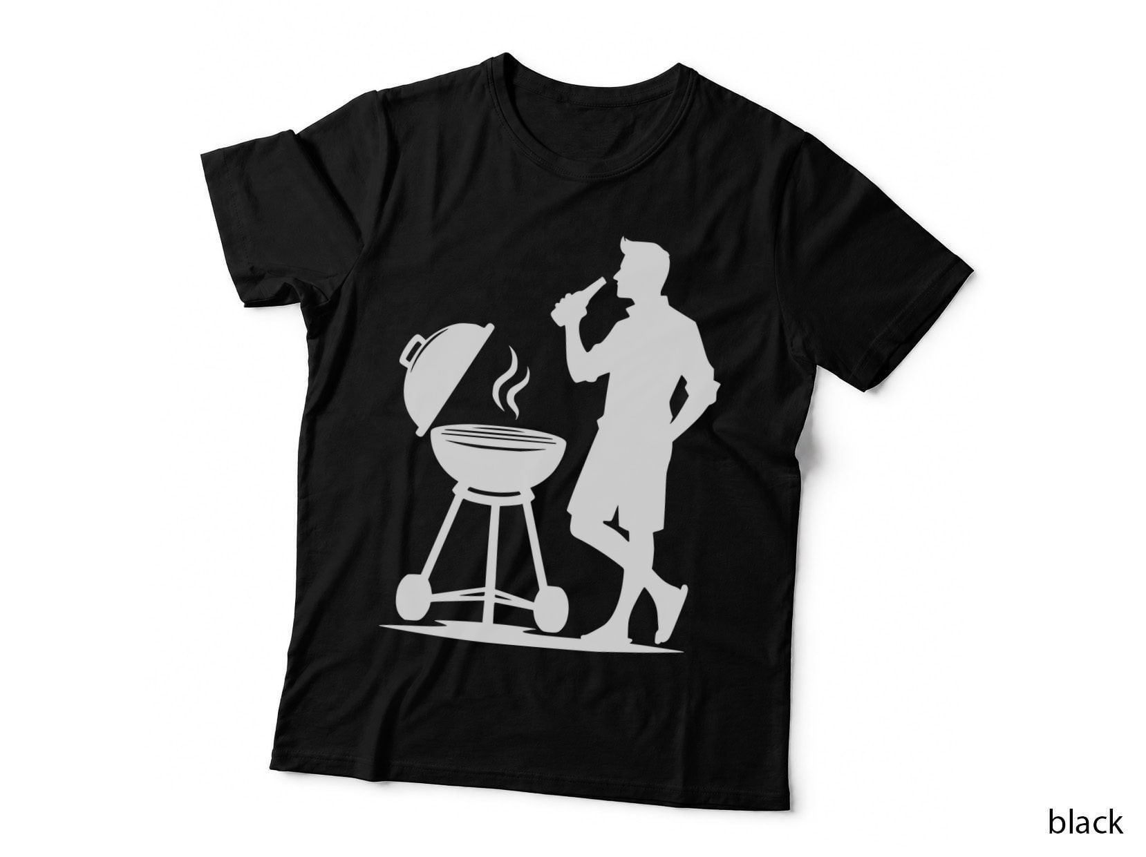 BBQ Chef Drinking Beer Silhouette Barbecue T-Shirt, Barbecue Graphic Tee