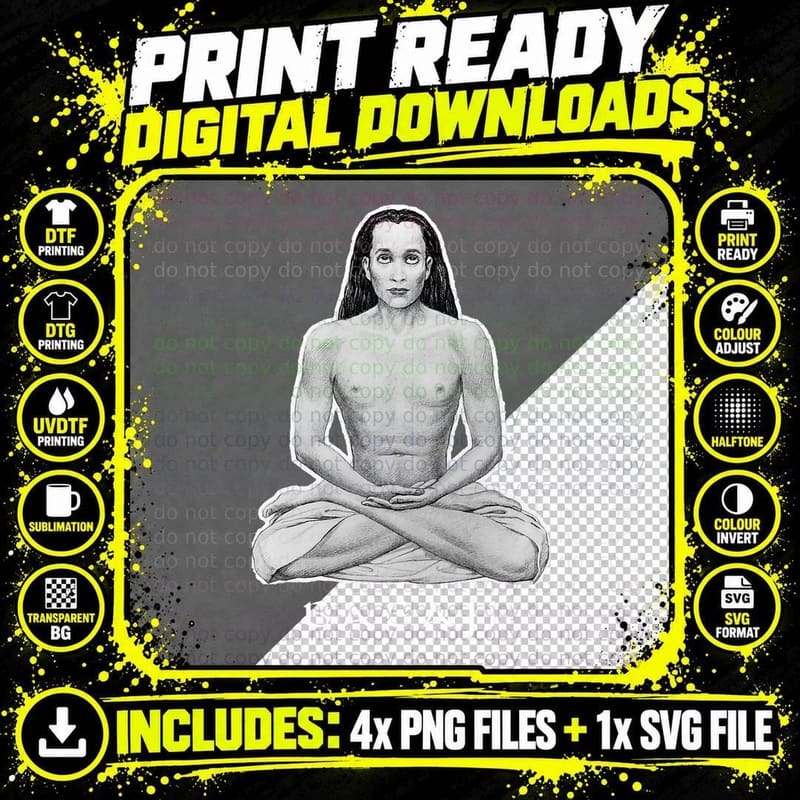 Babaji Immortal Ascended Master Lotus Meditation Png SVG Digital Bundle