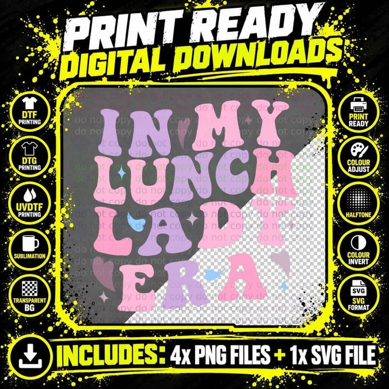 Back to School Lunch Lady Era, Retro Cafeteria Staff Png SVG Digital Bundle