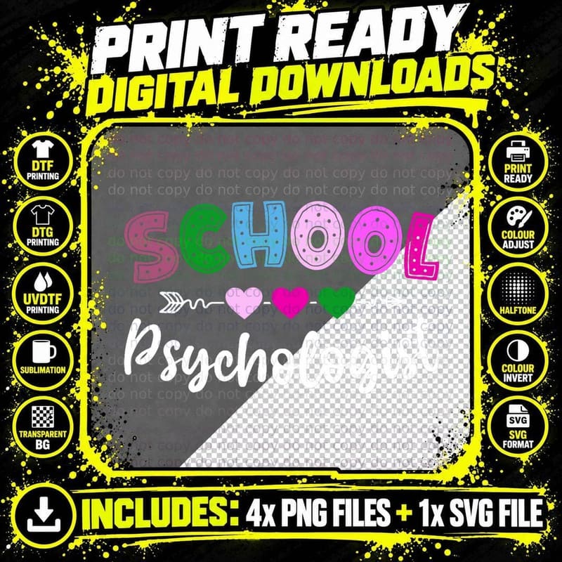 Back to School Psychologist Appreciation Psychology Png SVG Digital Bundle