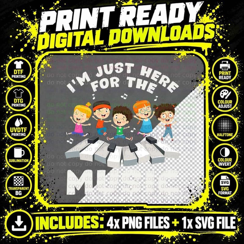 Back to School Teacher I'm Just Here for the Music Png SVG Digital Bundle