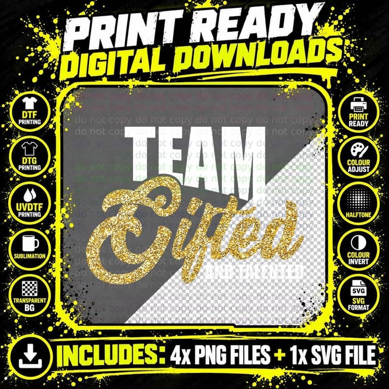 Back to School Team Gifted and Talented Teacher Png SVG Digital Bundle