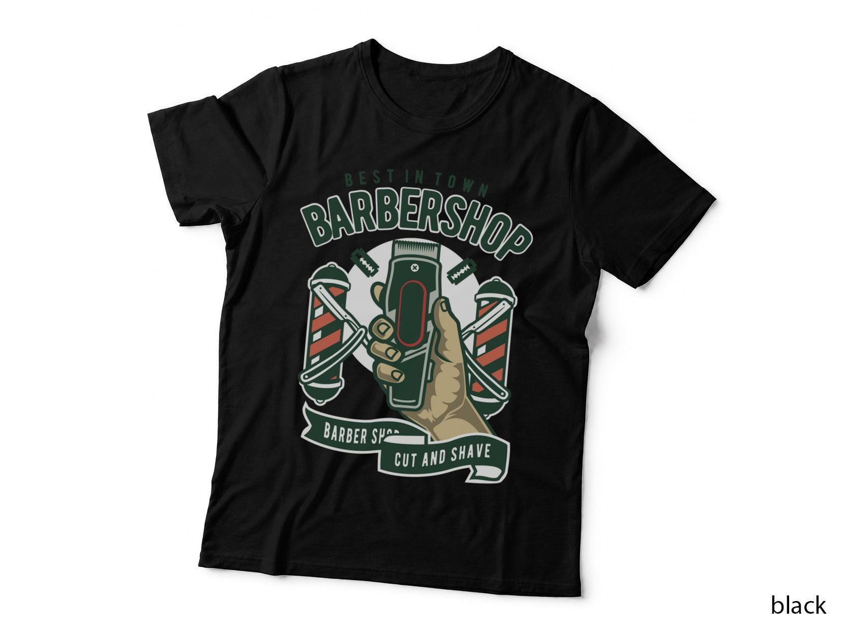 Barber Shop Best in Town Barbershop Cut and Shave Vintage Pole Scissors T-Shirt