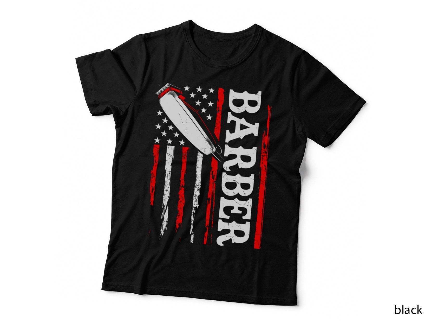 Barber T-Shirt, Barber Flag with Razor Graphic Tee, Cute Barber Shirt