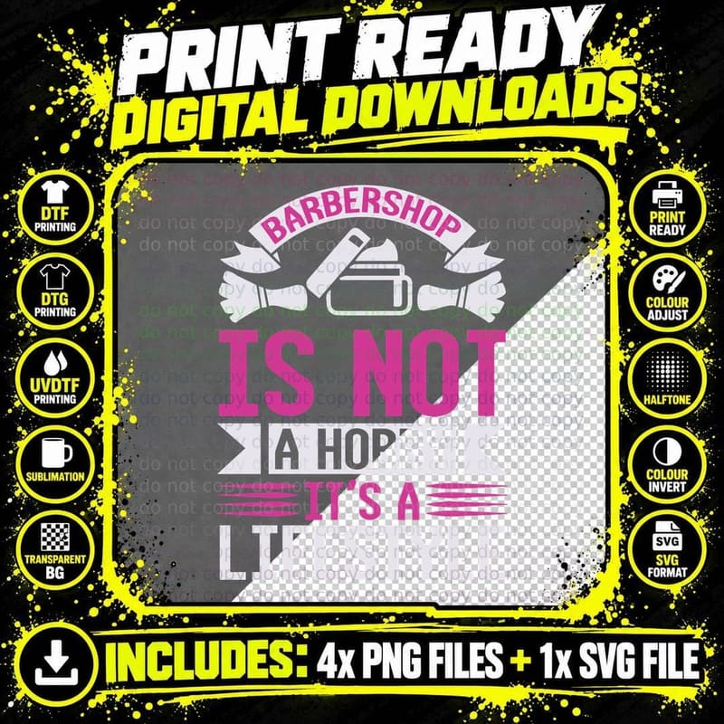 Barbershop Is Not a Hobby It's a Lifestyle Barber T-Shirt Png SVG Digital Bundle