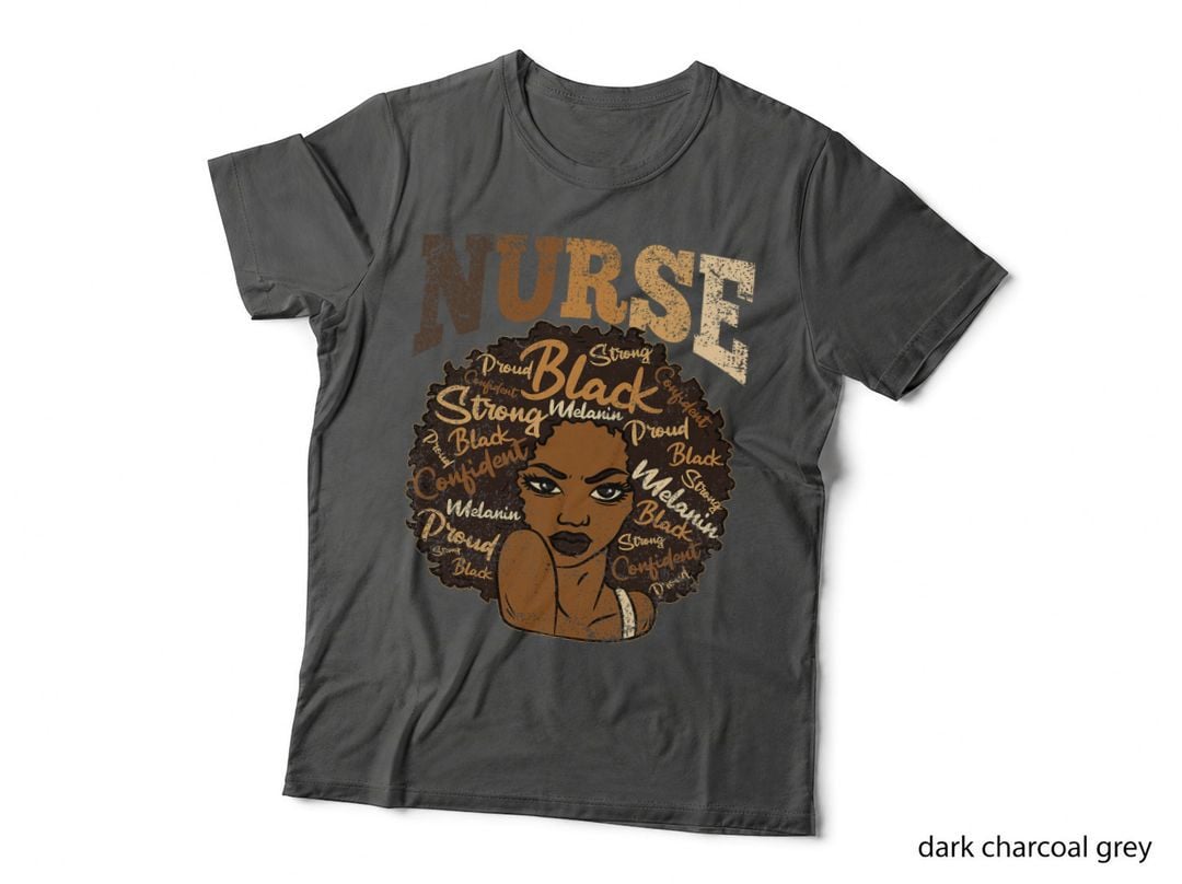Black Nurse Black History Blm Melanin Afro Woman Nursing T-Shirt