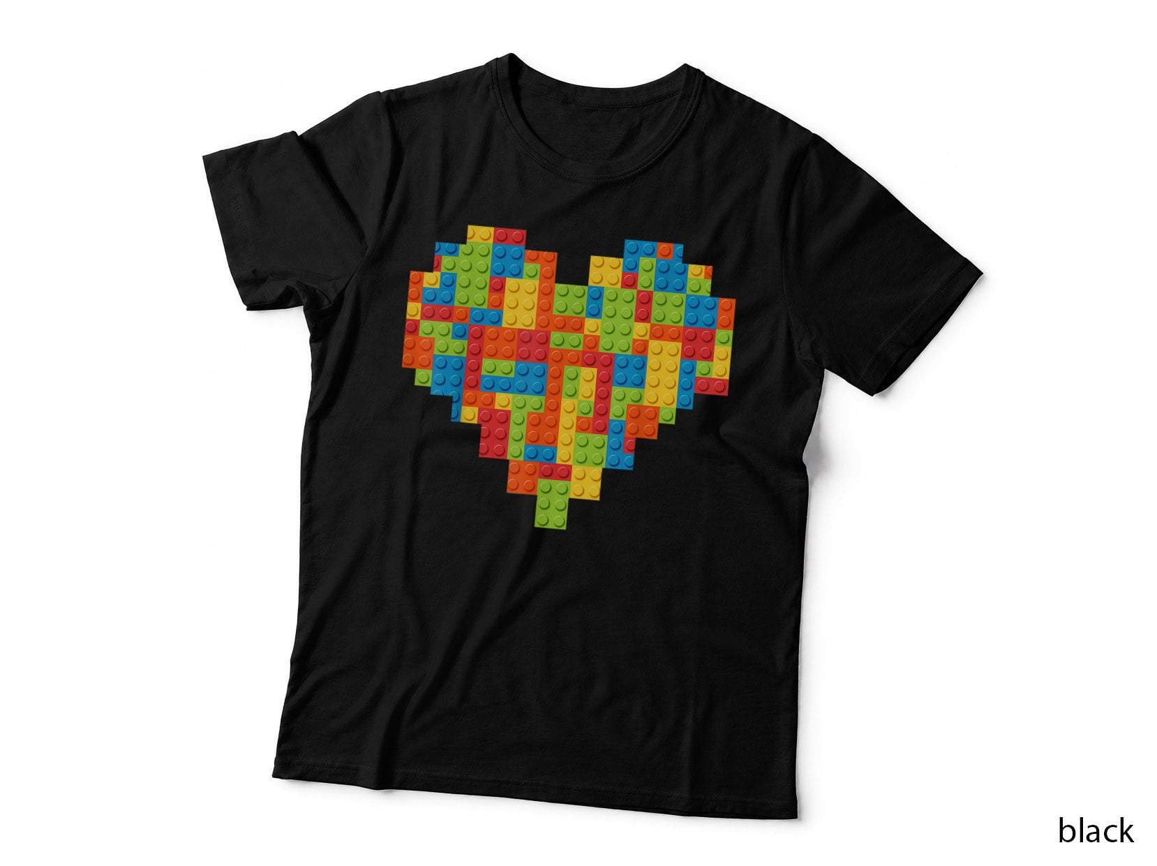 Building Blocks T-Shirt, Colorful Brick Builder Pattern Tee, Kids Block Gift