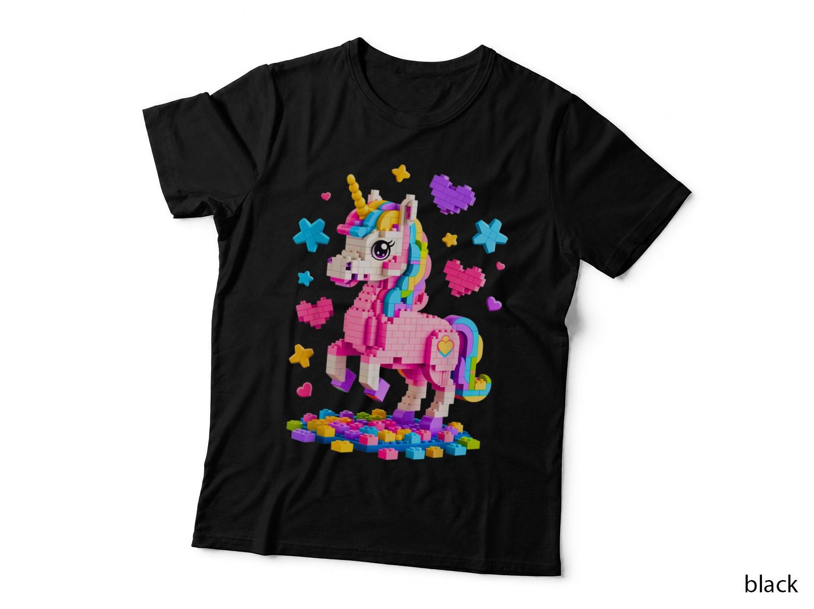 Building Blocks Unicorn T-Shirt, Rainbow Brick Builder Tee, Girls Birthday Gift