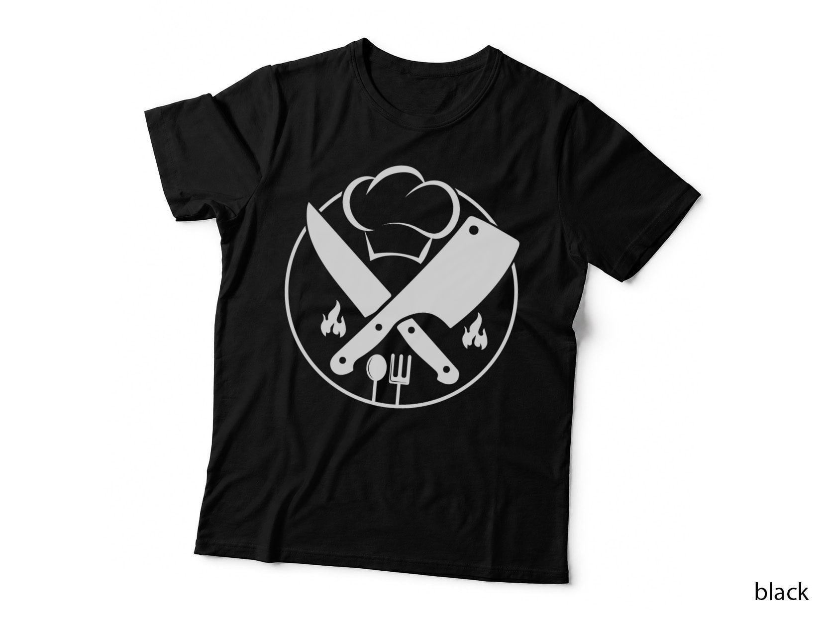 Chef's Hat with Knives and Utensils T-Shirt, Trendy Graphic Tee