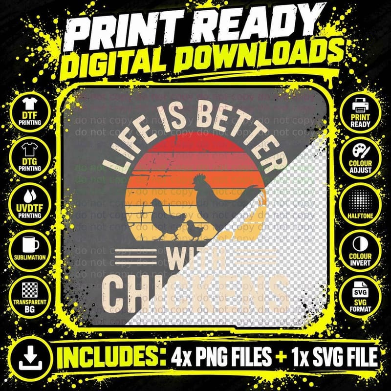 Chickens Farmer T-Shirt, Chickens Under Sunset Png SVG Digital Bundle
