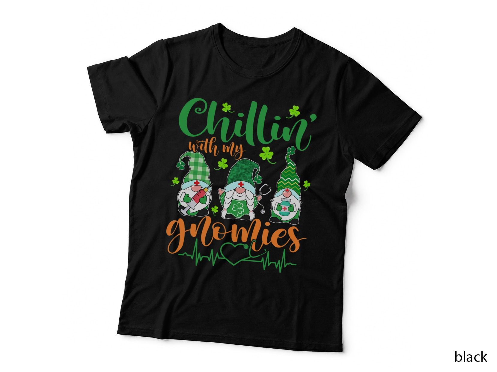 Chillin with My Gnomies St Patricks Day Nurse Shamrock T-Shirt