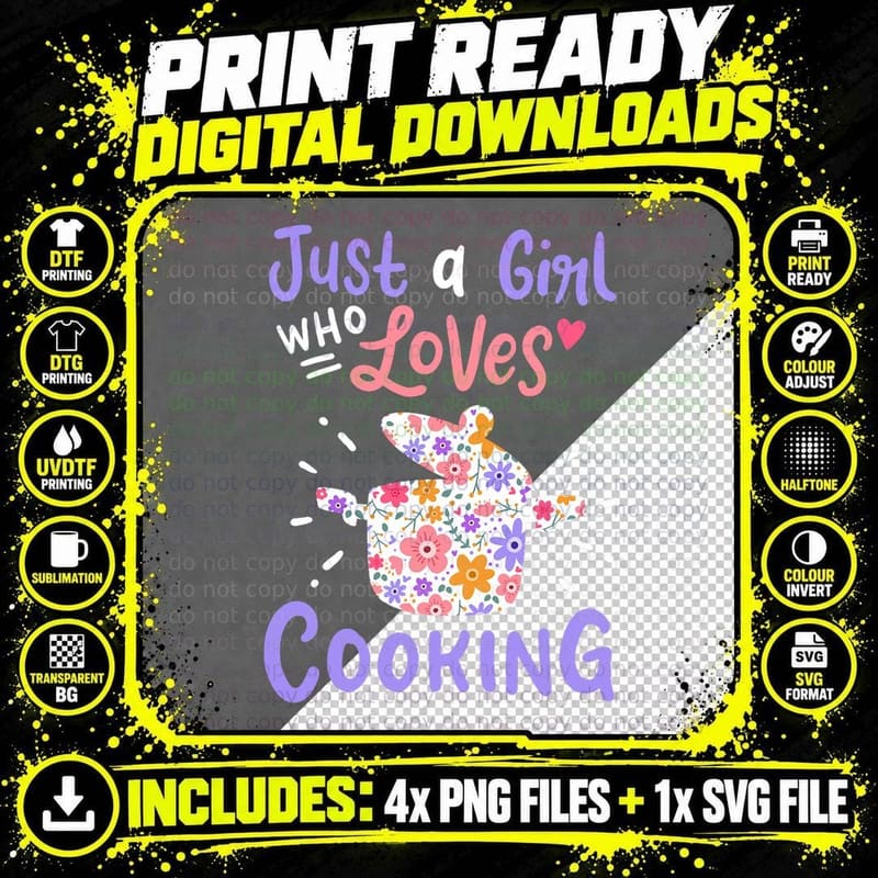 Cooking Just a Girl Who Loves Cooking Gift for Chef Png SVG Digital Bundle