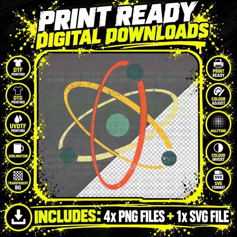 Cool Atom Art Men Women Biology Physics Chemistry Png SVG Digital Bundle