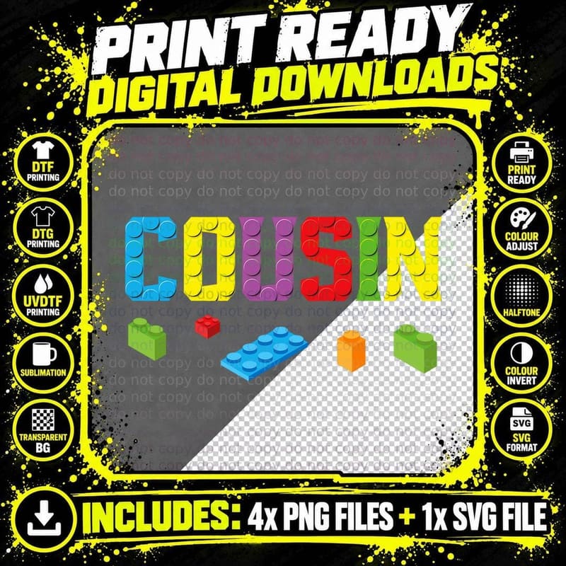 Cousin Master Builder Building Bricks Blocks Family Set Png SVG Digital Bundle