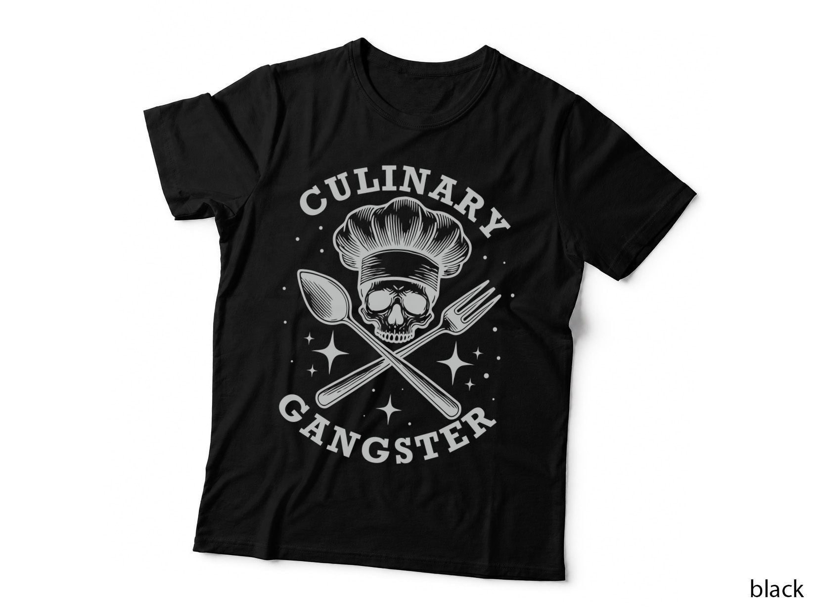 Culinary Gangster Heartbeat T-Shirt, Chef Skull with Utensils Graphic Tee